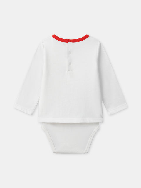Cream Box Print Cotton T-shirt Bodysuit