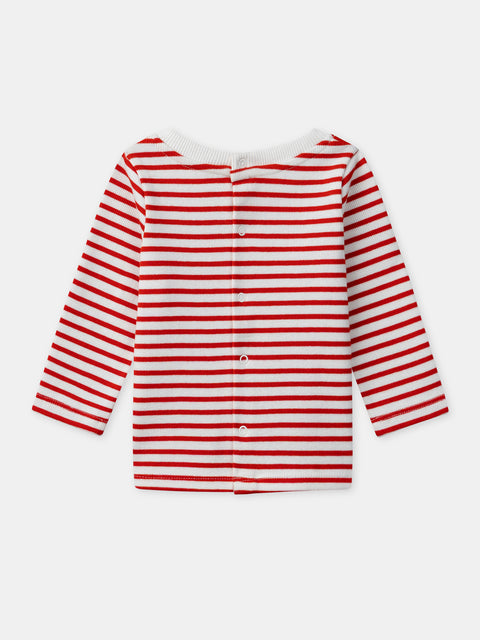 Cream & Red Stripe Cotton T-shirt
