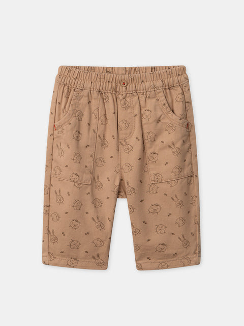 Beige Cotton Twill Trousers