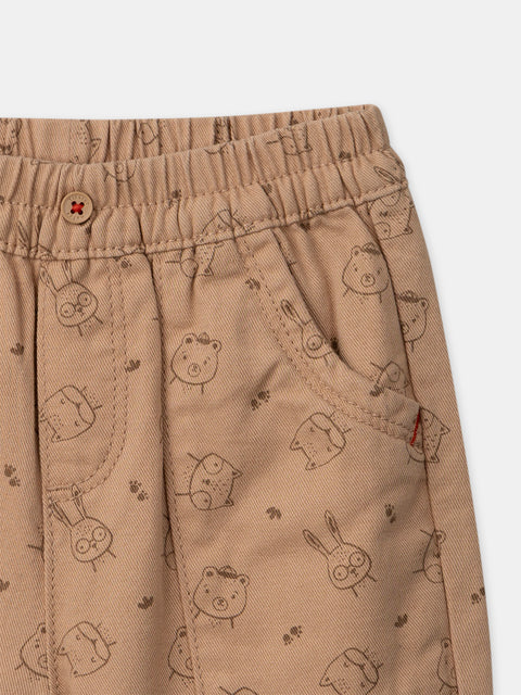 Beige Cotton Twill Trousers