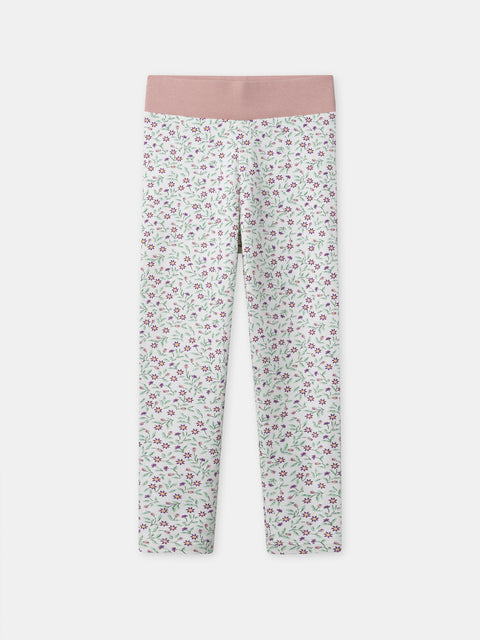 Pink Floral Print Cotton Leggings