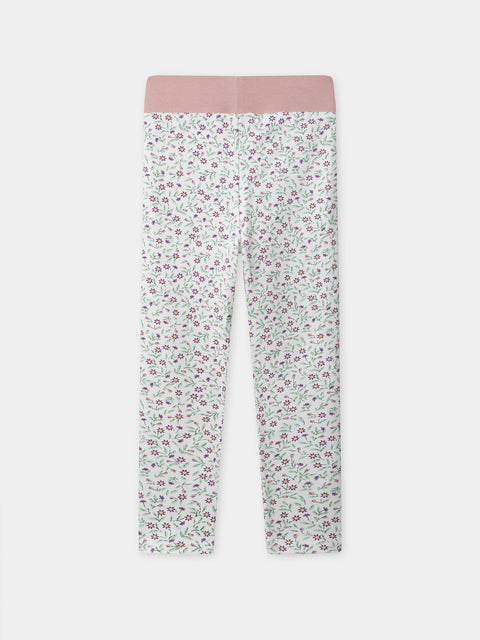 Pink Floral Print Cotton Leggings
