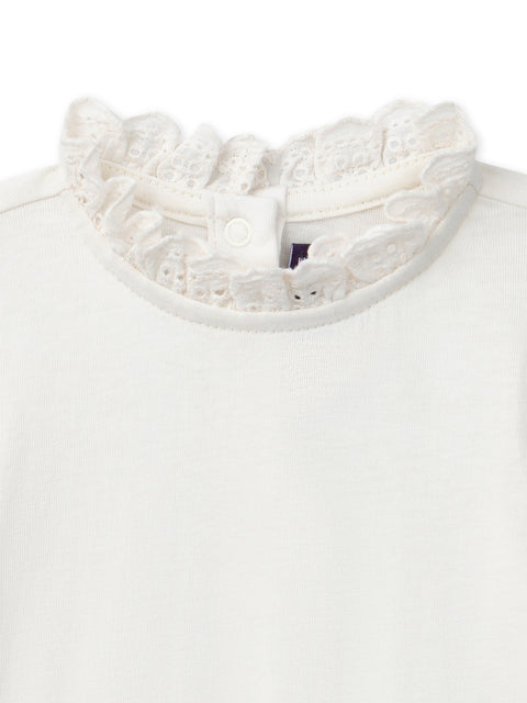 Cream Ruffle Collar Cotton Bodysuit