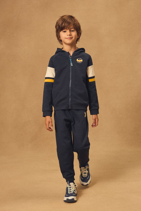 Navy Cotton Fleece Hoodie