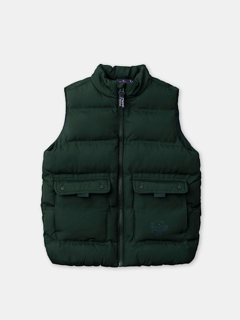 Lined Green Sleeveless Jacket