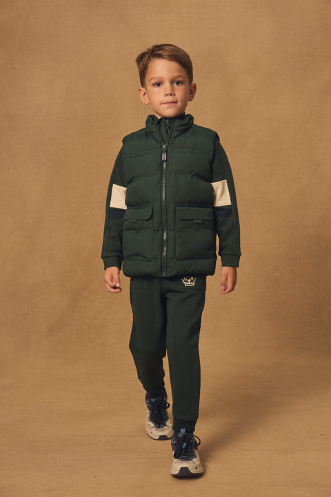 Lined Green Sleeveless Jacket