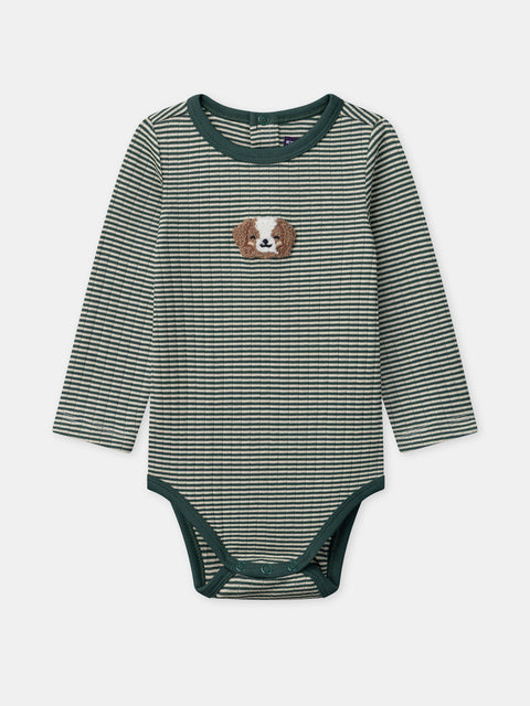 Green Stripe Cotton Bodysuit