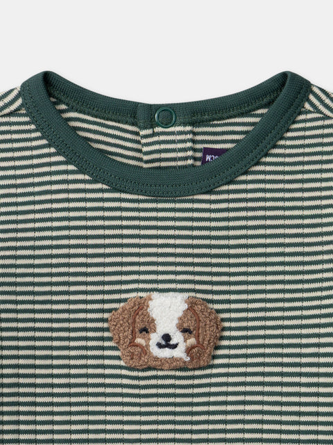 Green Stripe Cotton Bodysuit