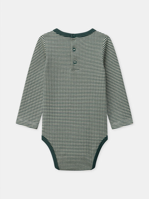 Green Stripe Cotton Bodysuit