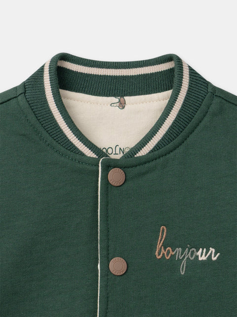 Reversible Green Cotton Baseball Style Jacket