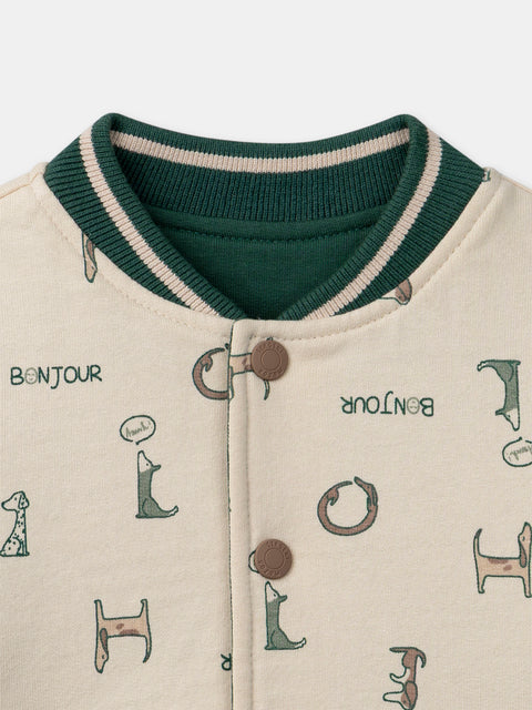 Reversible Green Cotton Baseball Style Jacket