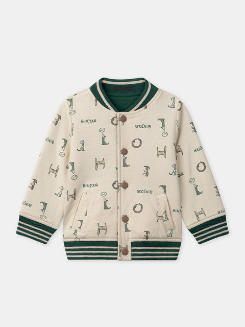 Reversible Green Cotton Baseball Style Jacket