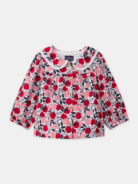 Apple Print Cotton Blouse