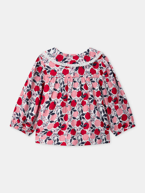 Apple Print Cotton Blouse