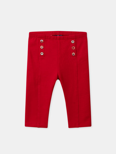Red Cotton Fleece Leggings