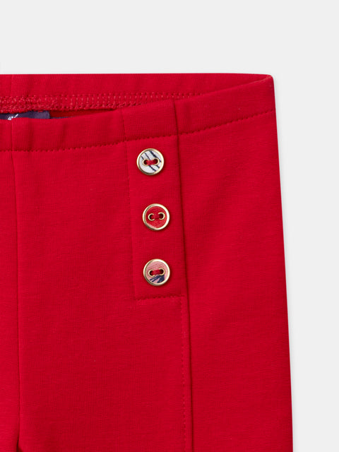 Red Cotton Fleece Leggings