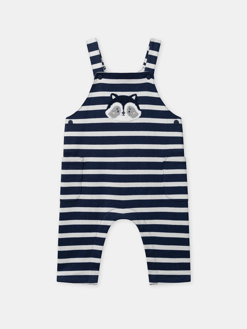 Navy & White Jersey Cotton Dungarees