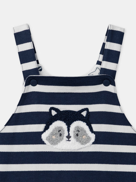 Navy & White Jersey Cotton Dungarees
