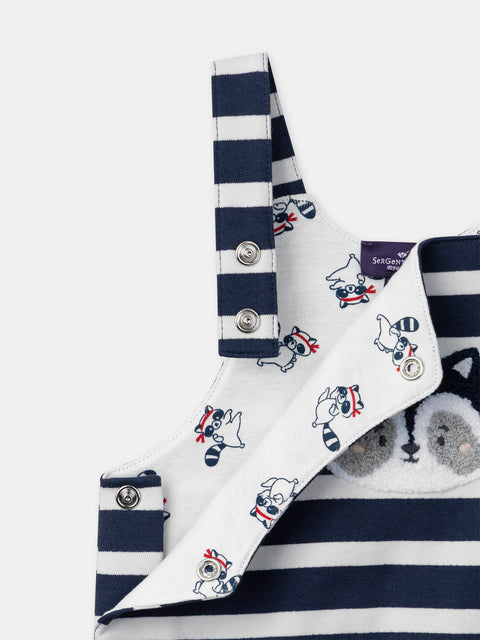 Navy & White Jersey Cotton Dungarees