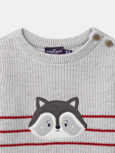 Grey Stripe Cotton Jumper