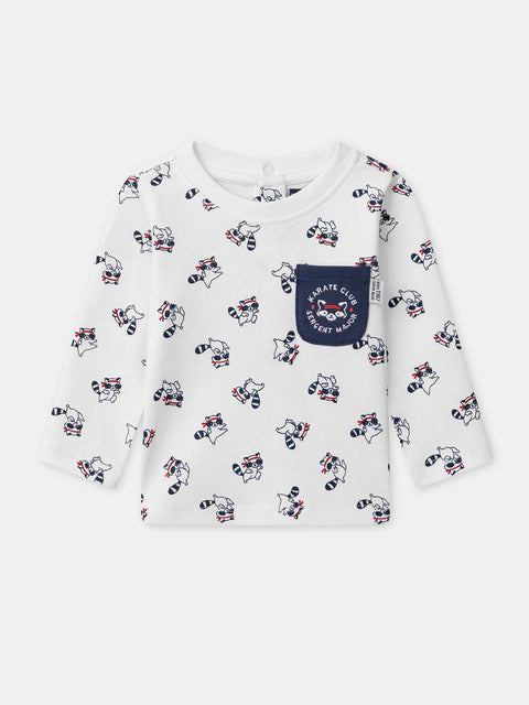 Raccoon Print Cotton T-shirt