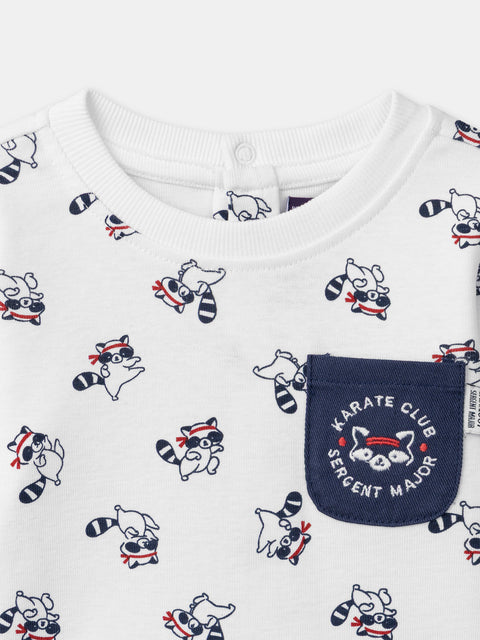 Raccoon Print Cotton T-shirt