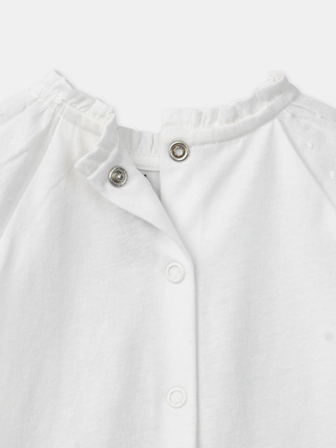 White Dog Print Cotton Blouse