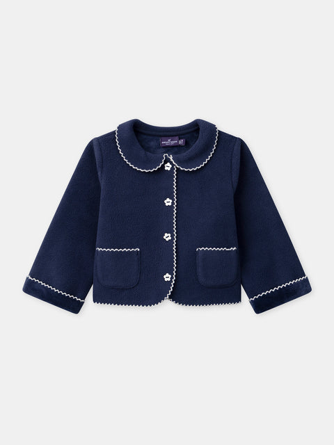 Blue Collared Cardigan With Pockets