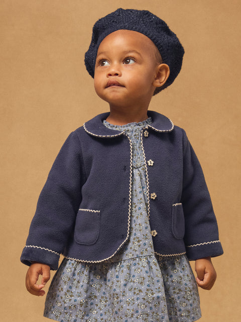 Blue Collared Cardigan With Pockets
