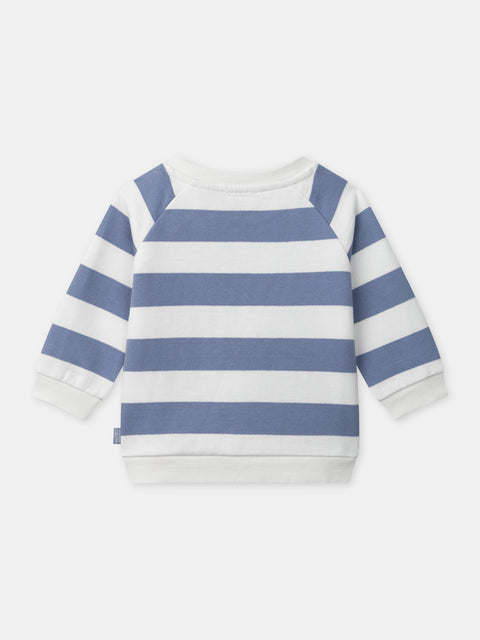 Blue Stripe Cotton Fleece Sweatshirt With Navy Leggings