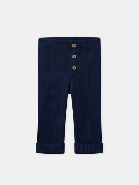 Blue Stripe Cotton Fleece Sweatshirt With Navy Leggings