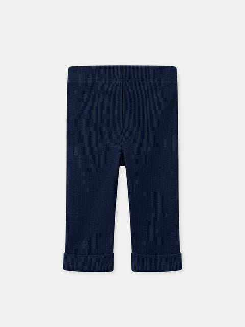 Blue Stripe Cotton Fleece Sweatshirt With Navy Leggings