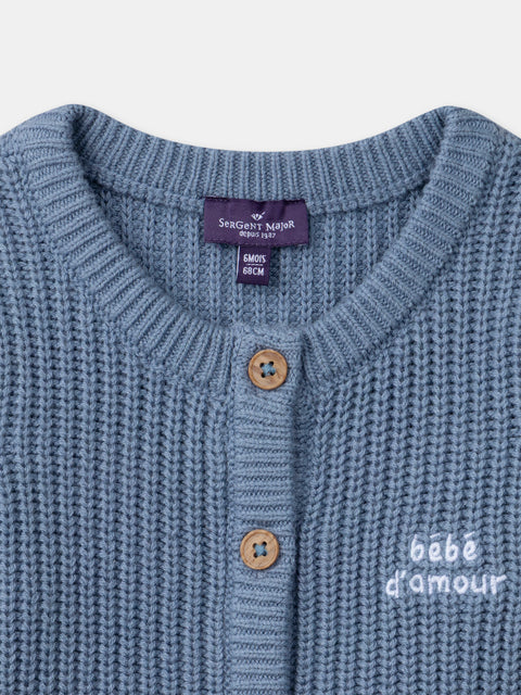 Blue Knitted Cardigan With Duck Motif