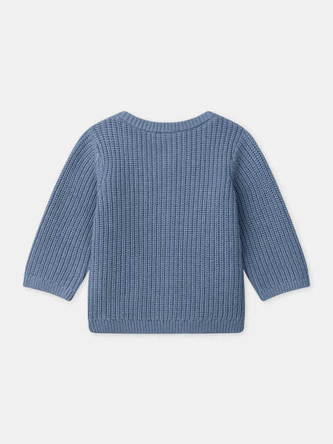 Blue Knitted Cardigan With Duck Motif