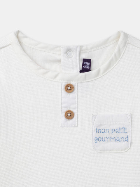 White Button Neck Cotton Bodysuit