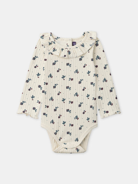 Cream Floral Print Cotton Bodysuit