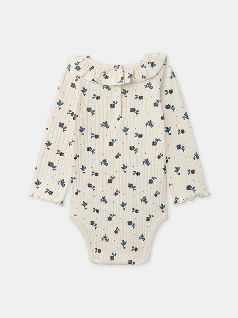 Cream Floral Print Cotton Bodysuit