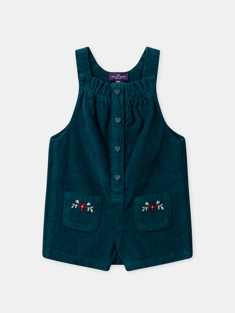 Turquoise Blue Corduroy Dungarees