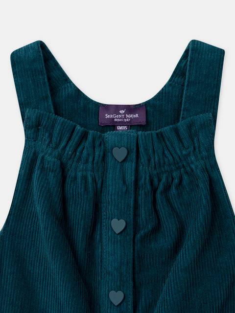 Turquoise Blue Corduroy Dungarees