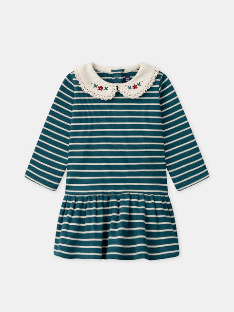 Turquoise Blue Stripe Cotton Dress