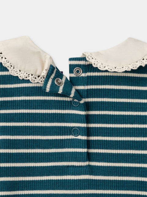 Turquoise Blue Stripe Cotton Dress