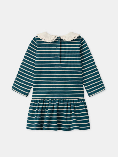 Turquoise Blue Stripe Cotton Dress