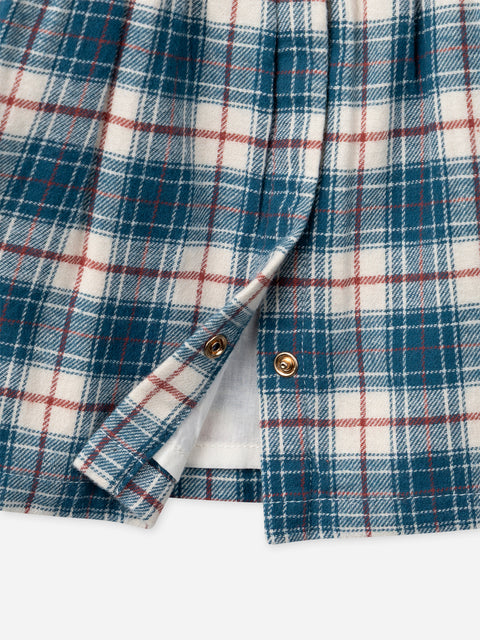 Lined Blue Check Cotton Twill Dress