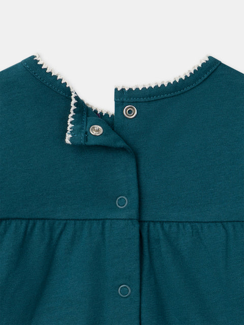 Blue Embroidered Cotton Jersey T-shirt