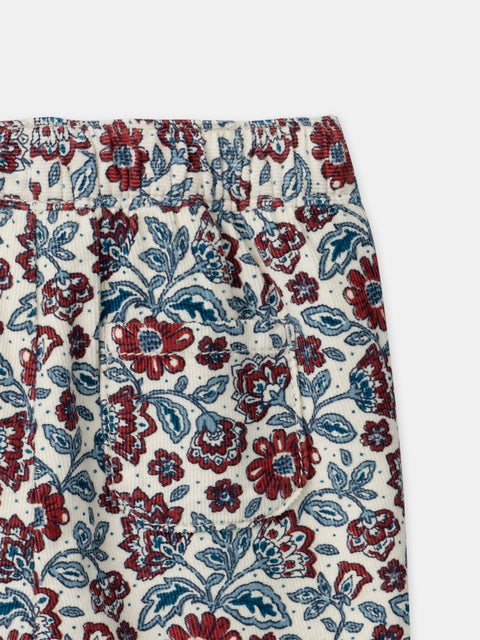 Lined Floral Print Corduroy trousers