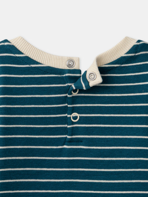 Blue & Cream Stripe Cotton Bodysuit