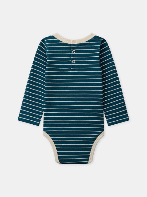 Blue & Cream Stripe Cotton Bodysuit