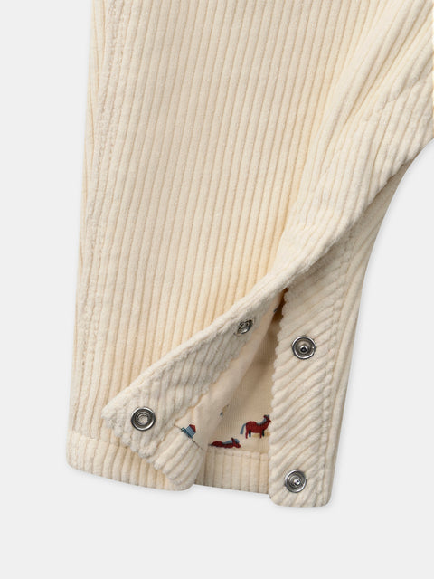 Lined Cream Corduroy Dungarees