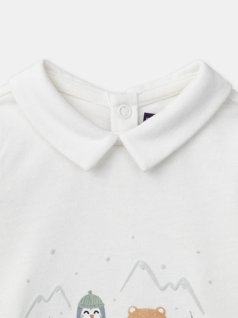 Off White Cotton Polo Shirt