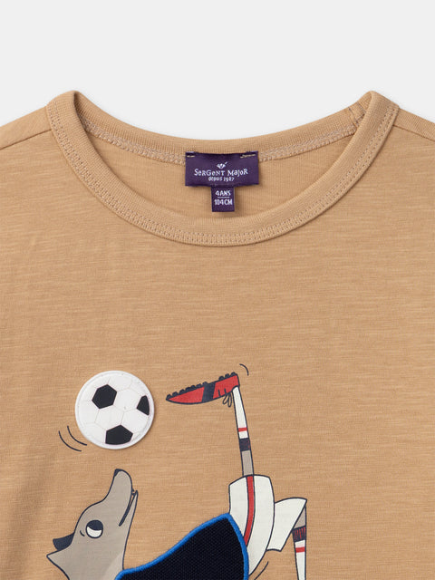 Beige Double Sleeve Cotton T-shirt